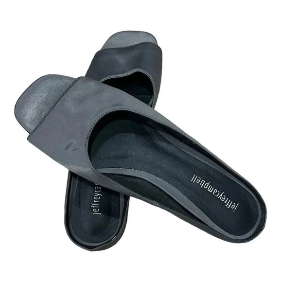 Jeffrey Campbell Gray Satin Open Toe Mules 8.5 - Picture 1 of 9